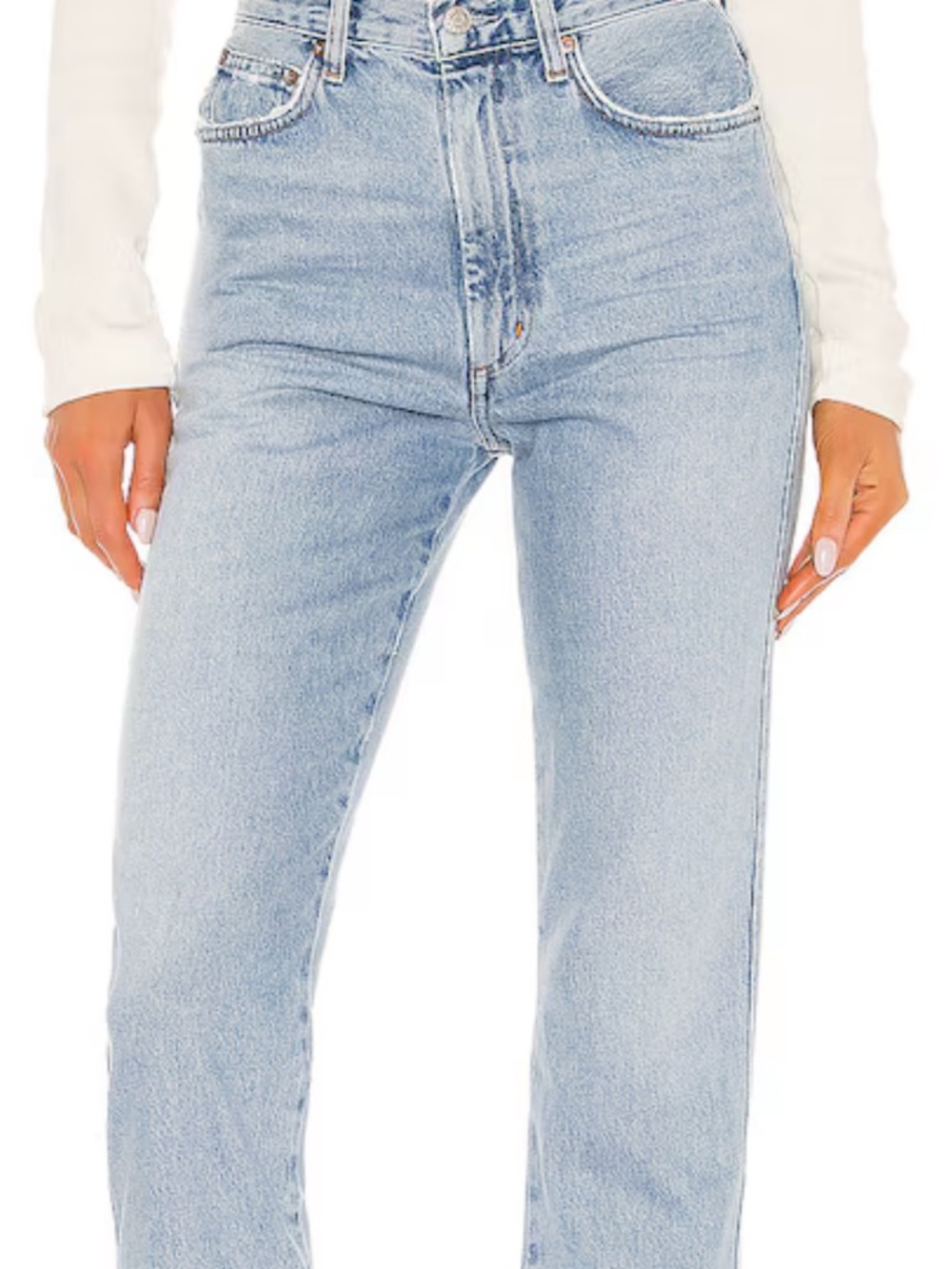 Agolde Women's Pinch high waisted Straight Leg Jeans in Light Blue Wash